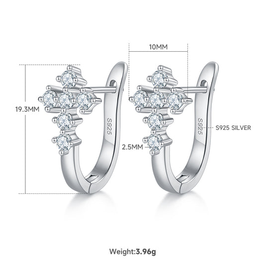 4g S925 Sterling Silver 0.72CT Moissanite Cross Earrings  6-Stone Huggie Hoop Dangle With GRA Certificate, Platinum Plated Jewelry Gift Box Set For Women