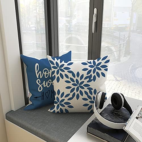YCOLL Pillow Covers 18x18 Set of 4, Modern Sofa Throw Pillow Cover, Decorative Outdoor Linen Fabric Pillow Case for Couch ...