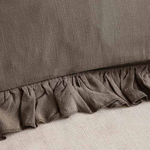 Foindtower Set of 2 Decorative Soild Fringe Ruffle Throw Pillow Covers Soft Boho Farmhouse Cushion Cover Cozy Accent Retro...