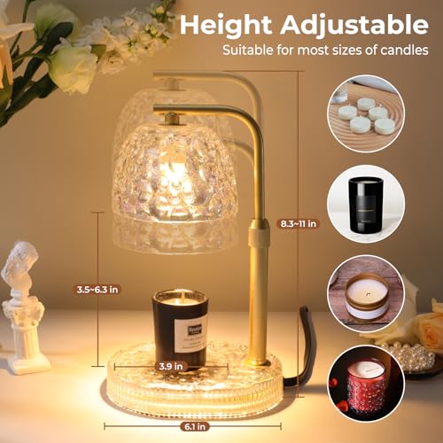 Lsctiff Textured Honeycomb Design Candle Warmer Lamp Adjustable Height, Flameless 4-Level Dimmable Wax Melt Warmer for Jar...