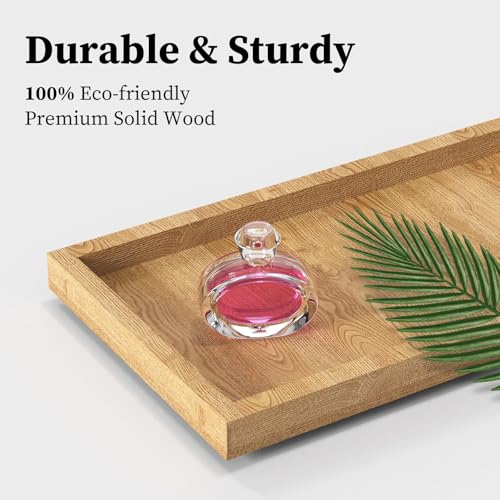 LEMIKKLE 2-Tier Wood Bathroom Counter Organizer with Basket,Waterproof Vanity Skincare Storage for Bathroom, Kitchen, Dresser