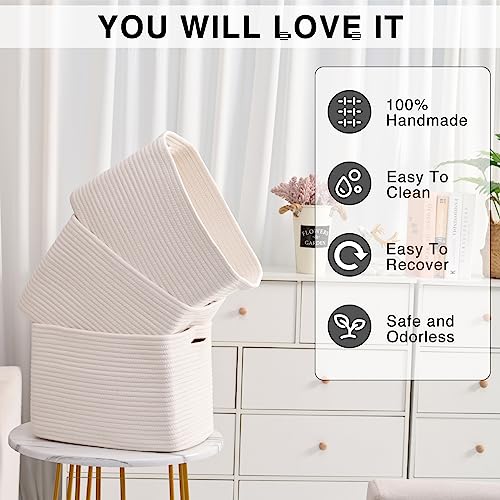 ICERZCZ Storage Baskets for Organizing Shelves, Woven Cotton Rope Bins for Baby Nursery Organization, Book Toy Towel Organ...