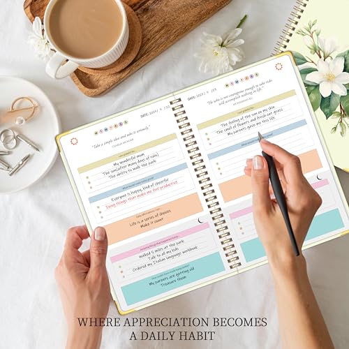 The Gratitude Journal for Women Men, 5 Minute Daily Gratitude Journal Spiral with Prompts & Quotes for Self Care, Happines...