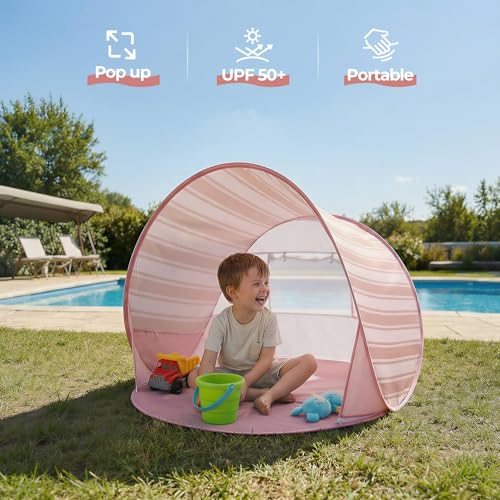 Apojungle Baby Beach Tent - Pop Up Beach Tent with UPF 50+ UV Protection, Portable Sun Shade, Outdoor Summer Baby Essentia...