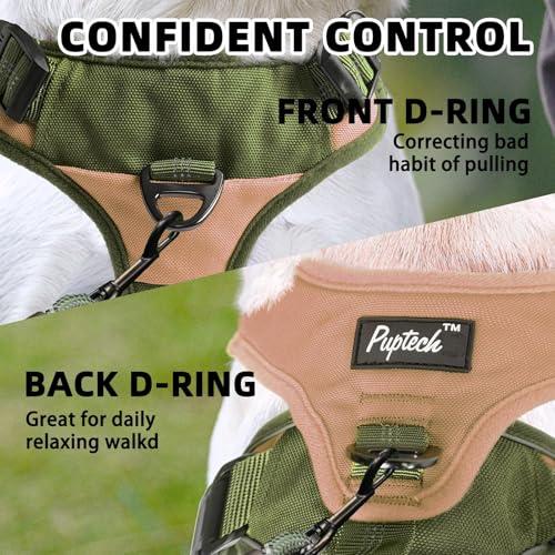 PUPTECK Escape Proof Dog Harness and Leash Set Upgraded No Pull Reflective Dog Vest with Lift Handle, Easy Control Pet Har...
