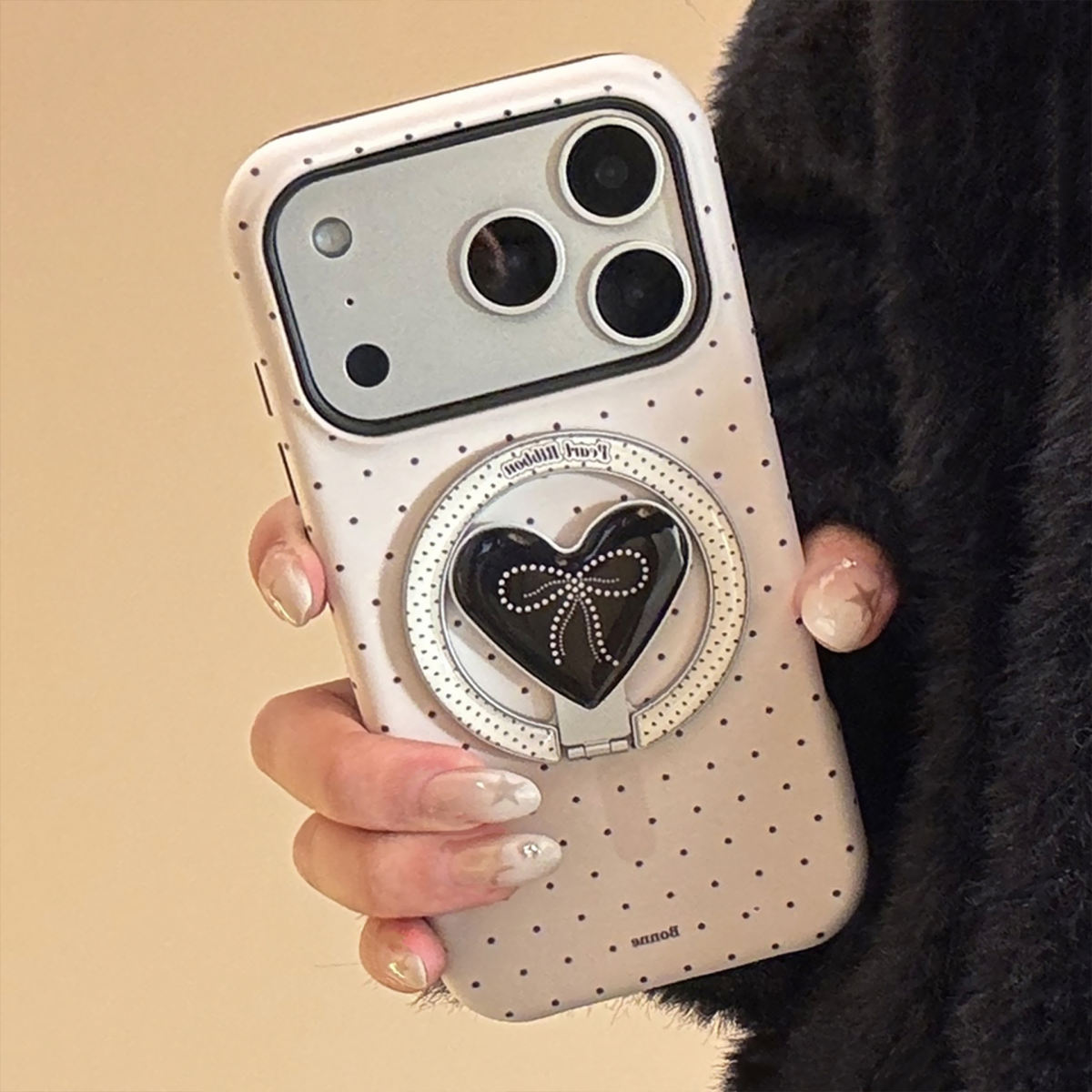 Pearl Bow Magnetic Holder Mobile Phone Case