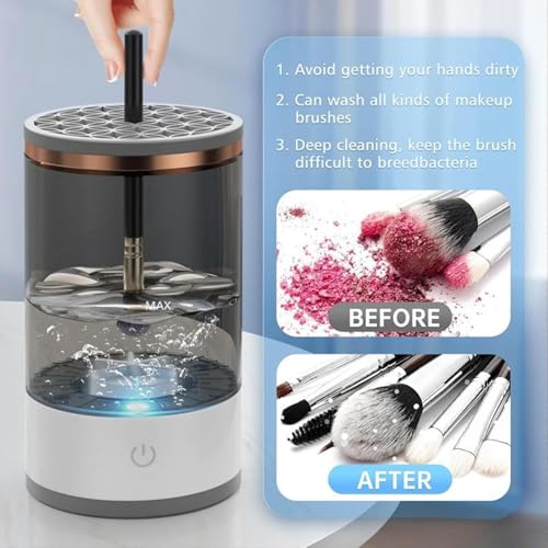 Makeup Brush Cleaner Machine,Automatic Cosmetic Brush Cleaner All Types,Portable Compact Design for Travel Home Use Tool D...