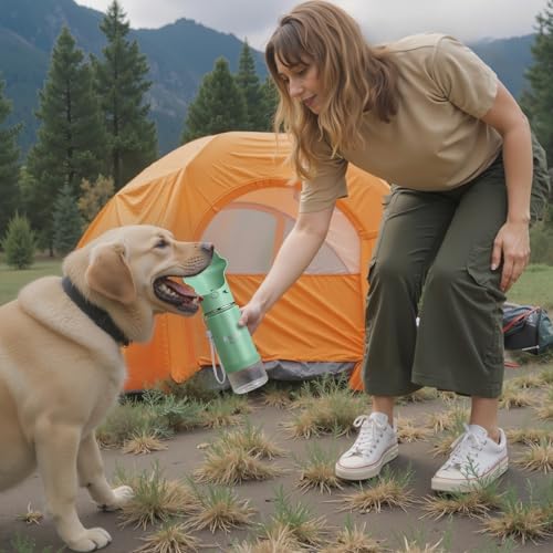 Waggle Bottle Stainless Steel Dog Travel Water Bottle, Vacuum Insulated Portable Dog Water Dispenser, Drink Cup and Snack ...