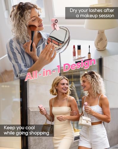 Portable Clip-On Mini Fan, Hands-Free, Turbo Personal Handheld Fans Rechargeable w/ 4 Wind & LED Display, Pocket Size Summ...