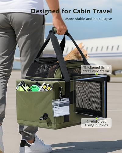 Pecute Expandable Pet Carrier Airline Approved Dog Cat Carrier, Breathable Soft-Sided with Locking Zippers, Pet Travel Bag...