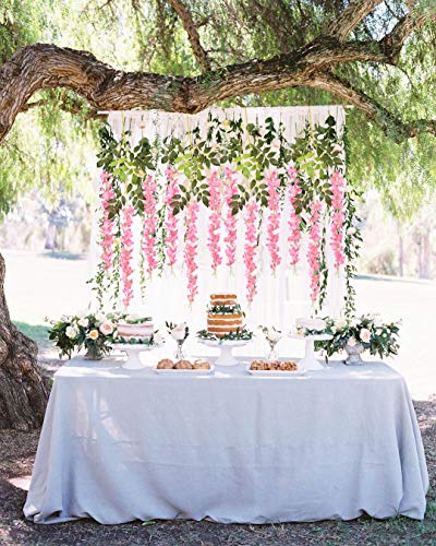 DearHouse 6 Pack Artificial Fake Wisteria Vine Ratta Hanging Garland Silk Flowers String Party Home Wedding Decor, 3.75 Fe...
