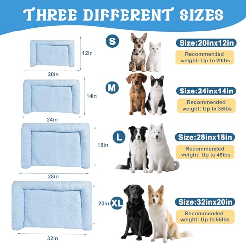Cooling Mat for Dogs - 2025 Upgraded 24" x 14" Washable Pet Cooling Pad for Cats, Non-Slip Kennel Bed for Summer, Ultra-Co...