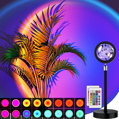 Bavcieu Sunset Lamp Projection Led Lights with Remote, Multicolor Night Light 360° Rotation Rainbow Lights 4 Modes Setting...