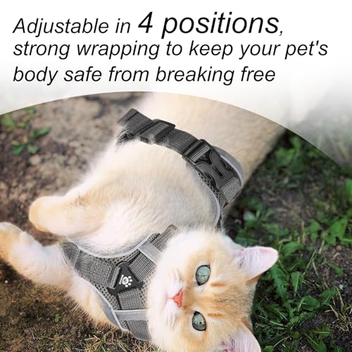 Adjustable Cat Harness and Leash Set, Lightweight Reflective Escape Proof Pechera para Gatos with Breathable Mesh, Cat Wal...
