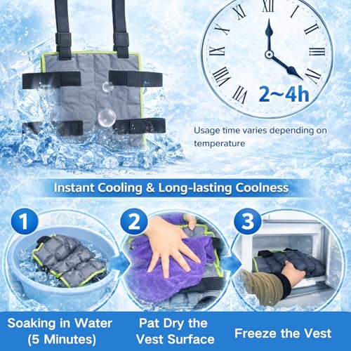 Cooling Vest for Men & Women with 72 Ice Cubes, Adjustable Ice Pack Vest, Ice Jacket & Cold Pack Vest for Long-Lasting Hea...