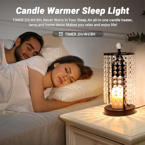 Candle Warmer Lamp with Timer and Dimmer - Electric Candle Warmer ,Crystal Candle Lamp for Bedroom Decor, Flameless Scente...