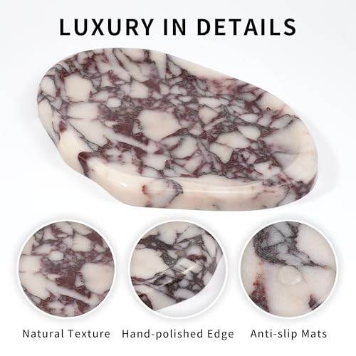 LWALMS Marble Clould Tray for Bathroom - Stone Catchall Jewelry Dish for Kithchen Counter and Aesthetic Room Decor, Cute D...