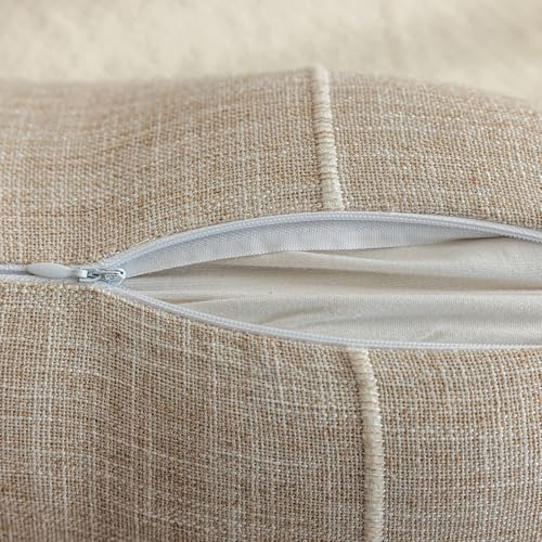 vctops Rustic Lattice Cotton Linen Decorative Throw Pillow Cover Embroidery Square Cushion Cover Pillowcase for Sofa Bedro...
