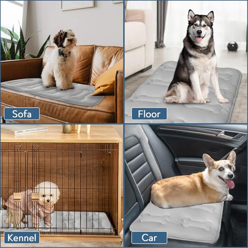 Magik & Kover Summer Dog Cooling Mat, 2 Pack 30" x 19" Indoor Outdoor Cooling Mat for Dogs Medium, Machine Washable Thicke...