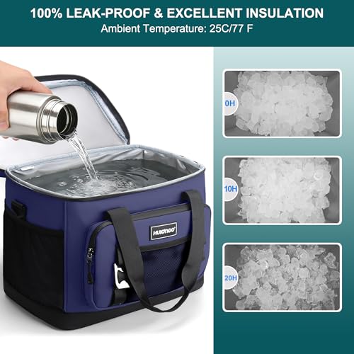 Hulongo Insulated Foldable Collapsible Cooler Bag Soft Sided Cooler for Picnic, Camping, Grocery Shopping, Beach, 30L