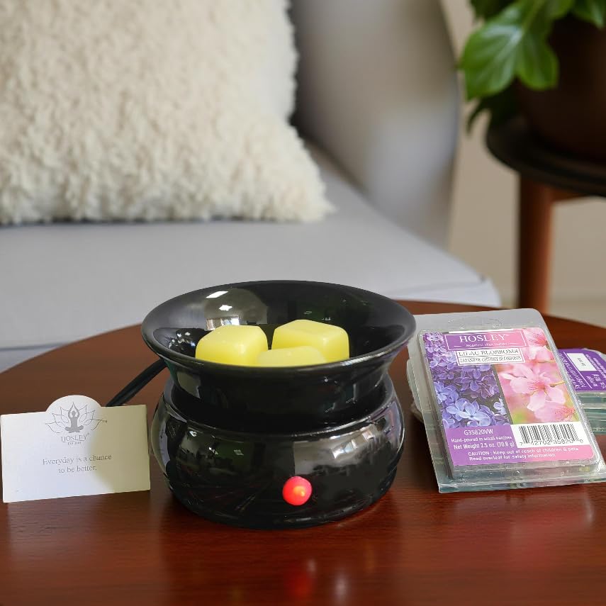 Hosley Black Ceramic Electric Warmer for Fragrance Candle Wax Liquid Potpourri. Ideal for Spa and Aromatherapy. Use Brand ...