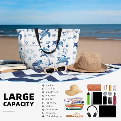 BJQ Beach Tote Bag for Women Beach Bag Waterproof and Sandproof Tote Bag with Wet Bag Large Travel Bag for Weekend Travel