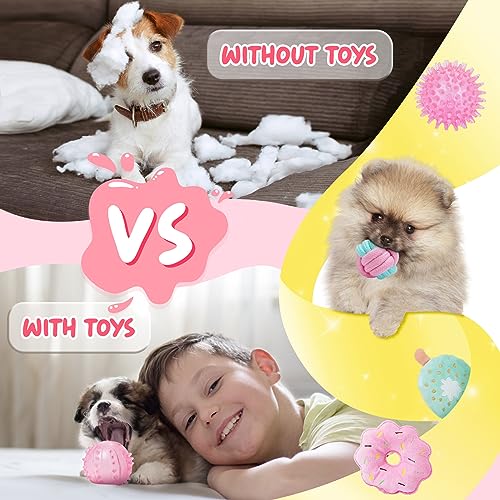 XIUGOAL Pink Puppy Toys for Boredom - 23 Pack Puppy Chew Toys for Teething, Interactive Dog Toys for Puppies, Cute Small D...