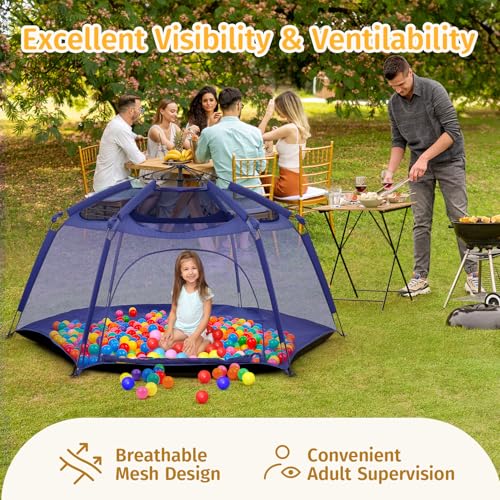 Alvantor® Baby Playpen Pop Up Play Yard 84"x84"x44”Large Kids Play Tent Indoor Outdoor Playhouse Mesh Play Pen, Mosquito N...