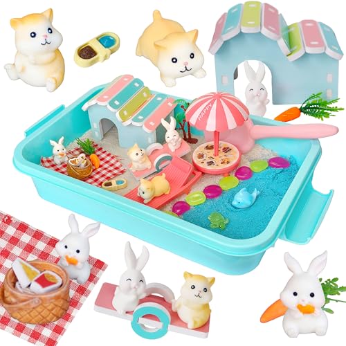 Carolart Pet Sensory Bin,Hamster and Rabbit Habitat,Animal Sensory Sand Kit for Boys and Girls, Pet Sensory Toys,Summer Be...