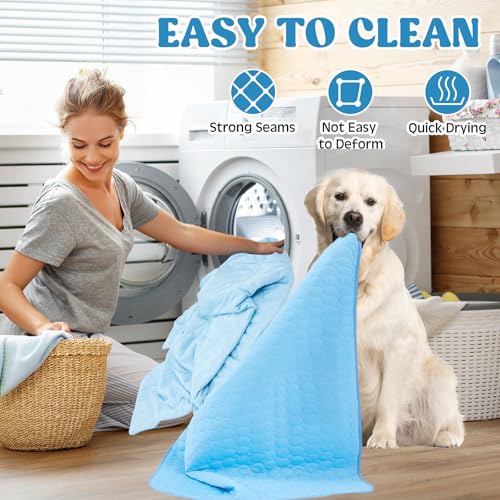 Hillsuren 2 Pack Dog Cooling Mat and Blanket Washable Cooling Pads Pet Throw Blanket Sleeping Kennel Mat with Storage Bag ...