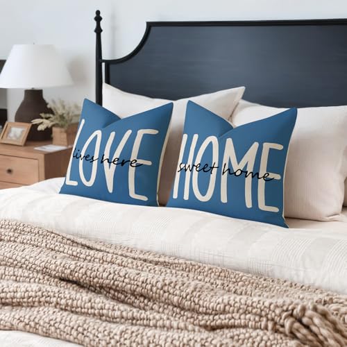 YCOLL Farmhouse Pillow Covers 18x18 Set of 4 Throw Pillow Covers Rustic Linen Decorative Pillows Square Cushion Covers for...