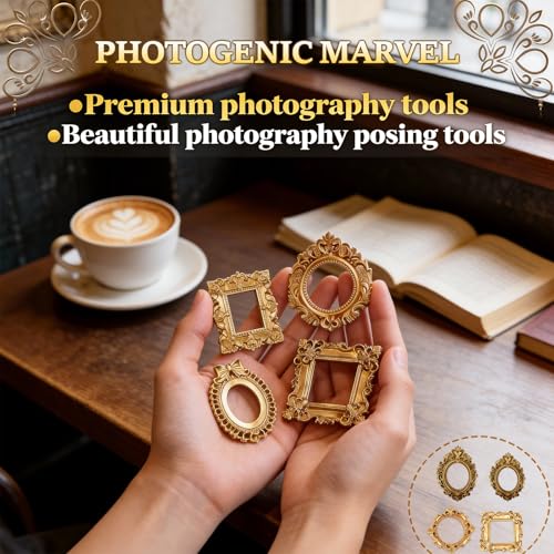 Hubaltuye 8 Pcs Mini Frames Mini Golden Frames, Small Photo Frames with Carved Edges Decorative Picture Frames for Wall Ha...