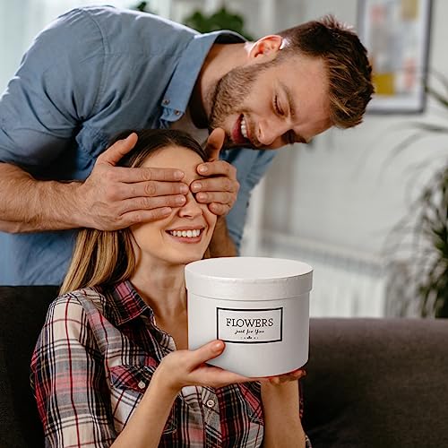 GnFlus White Gift Box Round Gift Boxes with Lids Set of 3 Nesting Gift Boxes for Presents Assorted Sizes Flower Boxes for ...