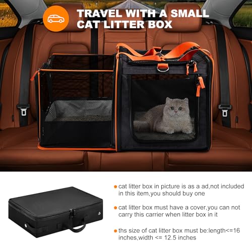 pidipiti 20 x 14 x 14 inches Expandable pet Carrier for 1 Large cat Under 25 lbs,2 Medium Cats 20 lbs+,cat Crate/Bag for S...