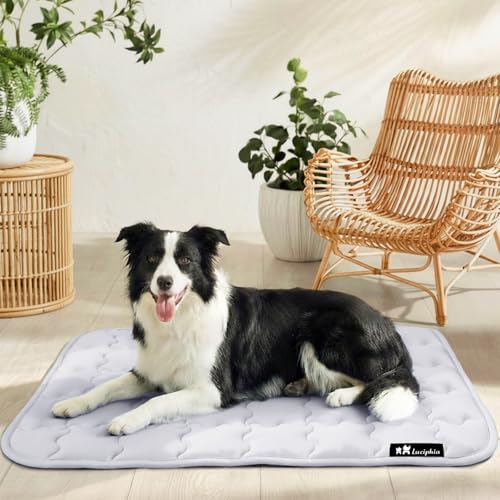 Luciphia Premium Dog Cooling Mat Non-Slip Q-MAX>0.5 Self-Cooling Pad for Small Pet Cat Indoor Portable Kennel Puppy Bed fo...