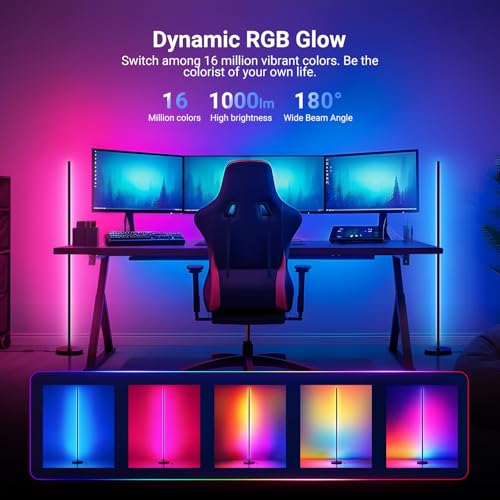 NEEWER NF04 Smart LED Floor Lamp, 1000lm RGBW Standing Corner Light, Compatible with Google Assistant Alexa, APP/AI Desig...