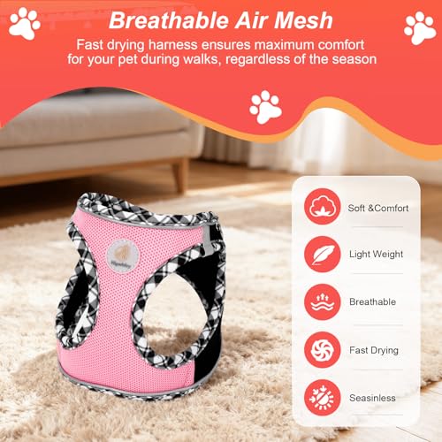 Hipubby Dog Harness Small Sized and Leash Set, No Pull Soft Mesh Puppy Vest, Reflective Breathable Lightweight Pet Harnes...