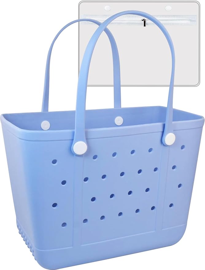 Uwyriwooq Beach Tote Bag for Women, Rubber Beach Bag Waterproof Sandproof, Extra Large EVA Tote Bag Boat Bag