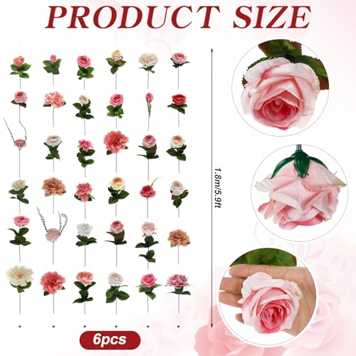 XunYee 6 Pcs 35.4 ft Flower Garlands Artificial Wildflower Vines Floral Hanging Backdrop Fake Flower Garlands Faux Silk Wi...