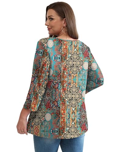 3/4 Length Sleeve Womens Tops 2025 Blouses for Women Dressy Casual Fashion Clothing V Neck Babydoll Tops Fall Outfits