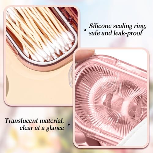 Kigley 4 Pcs Hair Tie Container Small Portable Travel Cotton Swab Holder Flosser Dispenser with Lid Plastic Box Storage Co...