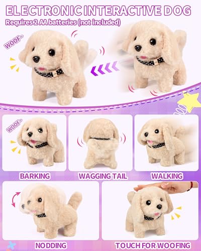 23Pcs Dog Toys for Kids Girls, Walking Barking Interactive Realistic Stuffed Dog with Portable Puppy Stroller & Accessorie...