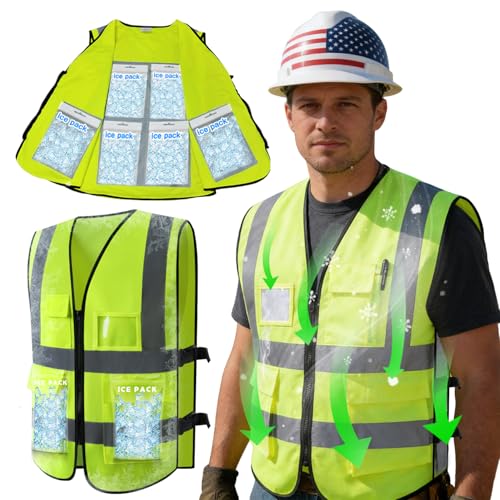 HJDHS Cooling Ice Vest with 24pcs Ice Pack - Cooling Vest with Adjustable Strap Cool Vest with Pockets