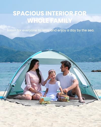 OutdoorMaster Beach Tent for 3/4/6/8 Person - Easy Setup Sun Shade Shelter, Portable Beach Shade Sun Canopy with UPF 50+ U...
