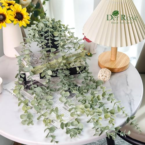 Der Rose 1Pcs Fake Plants Hanging Artificial Potted Faux Eucalyptus Plants for Modern Boho Farmhouse Bathroom Office Desk ...