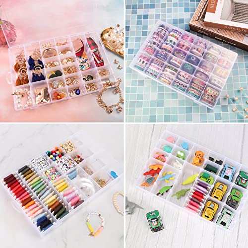OUTUXED 2 Pack 36 Grids Clear Plastic Bead Organizer Box, Fishing Tackle Box Compartment Organizer with Adjustable Divider...