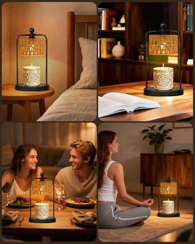 FUNNYBEHOM Candle Warmer Lamp with Timer Dimmer, Candle Warmer for Jar Candles Lights, Boho Candle Lamp Warmer with 2 Bulb...