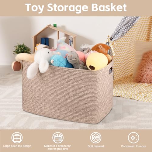 OIAHOMY 118L XXXLarge Cotton Rope Storage Basket, Oversized Blanket Basket, Used for Organizing Dirty Clothes in Living Ro...