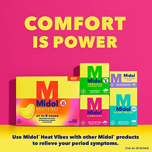 Midol Heat Vibes Menstrual Pain Relief Heat Patches - 6 Count Pack for Period Cramps and Backache
