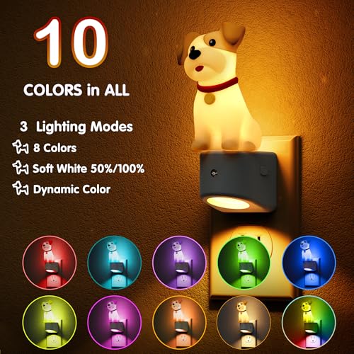 L LOHAS LED Night Light for Kids,3D Cute Puppy Night Lights,Schnauzer with Dusk to Dawn Sensor, RGB+Soft White 3000K,Dog N...
